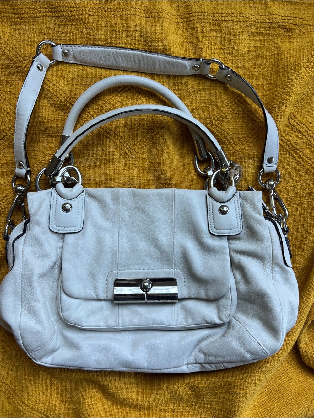 Leather COACH KRISTIN HOBO shoulder bag Ivory white